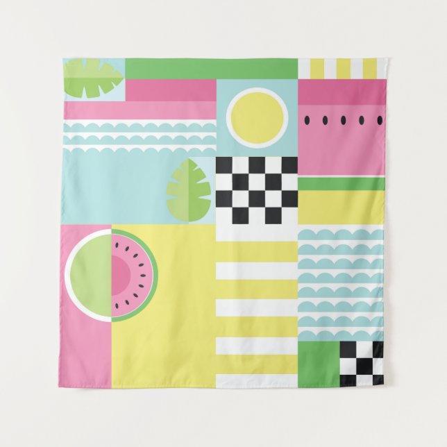 Summer fruit design, colourful mosaic  tapestry (Front)