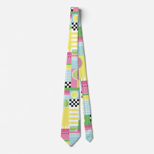 Summer fruit design, colourful mosaic tie (Front)