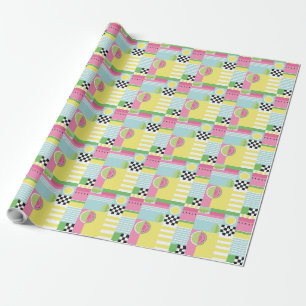 Summer fruit design, colourful mosaic wrapping paper