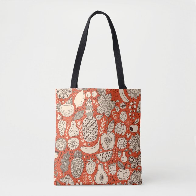 Summer Fruit Doodle Vintage Tote Bag (Front)