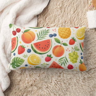Summer Fruit Pattern Fabric Tropical Watermelon Lumbar Pillow
