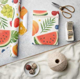Summer Fruit Pattern Fabric Tropical Watermelon Wrapping Paper