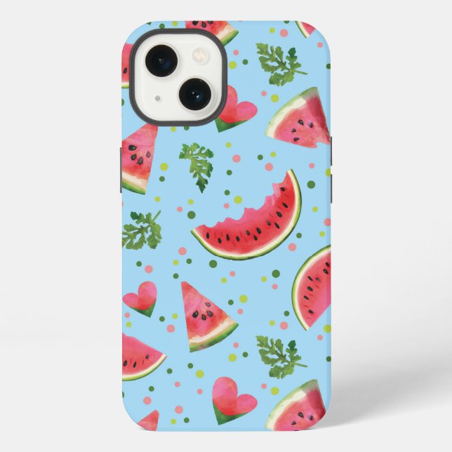 Summer Fruit Pattern Watermelon red green tropical iPhone Case (Back)
