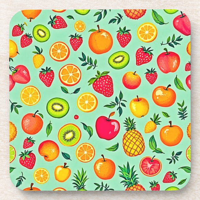 Summer Fruit Seamless Design Coaster (Front)
