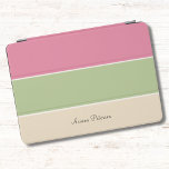 Summer Fruit Vibe Colour Script  iPad Air Cover<br><div class="desc">This Summer Fruit Vibe horizontal stripe iPad Air Cover features a simple colour block design with shades of pink, light green, and cream for a minimalist elegance look. You can personalize your name with the calligraphy script. This simple pastel theme palette colour is for all simple and modern design lovers....</div>