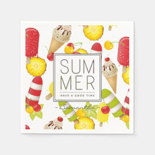 Summer Fruits and Ice-Cream Fun Napkin