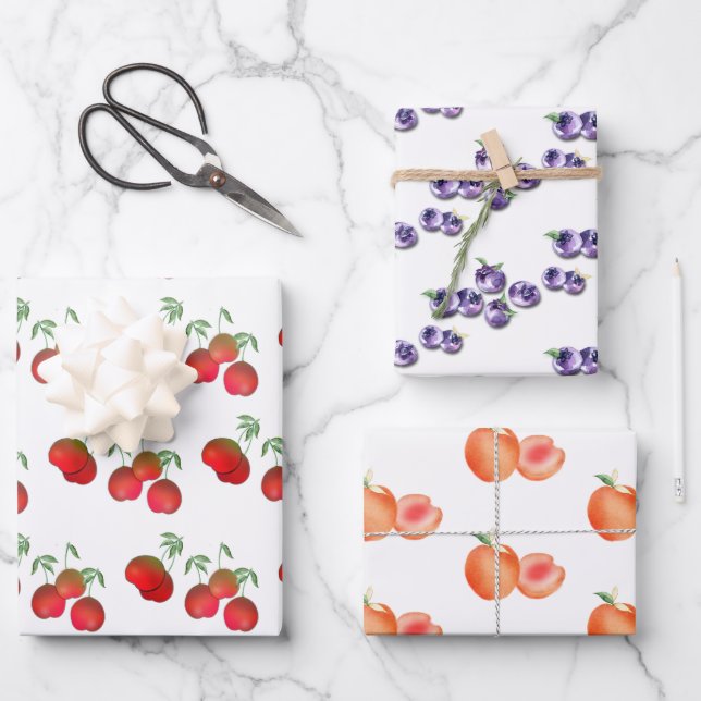 Summer Fruits Assorted Wrapping Paper Sheet (Front)