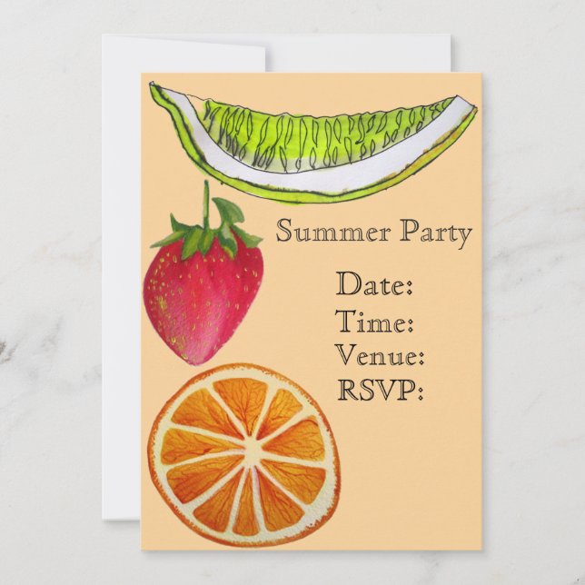 Summer fruits cocktail garden party celebration invitation (Front)