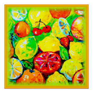 "Summer Fruits" Cute Art. Buy Now Poster