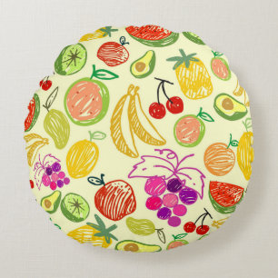 Summer fruits round pillow