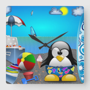 SUMMER FUN AT THE BEACH SQUARE WALL CLOCK