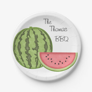 Summer Fun, BBQ, Watermelon, Personalized, Paper Plate