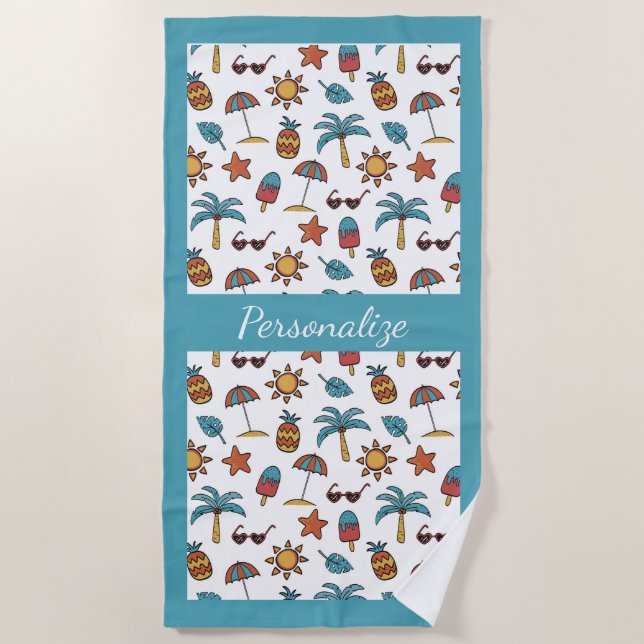 Summer Fun Beach Tropical Personalized Towel (Front)