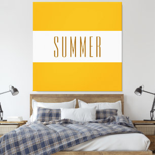 SUMMER Fun Bright Golden Yellow White Stripes  Canvas Print
