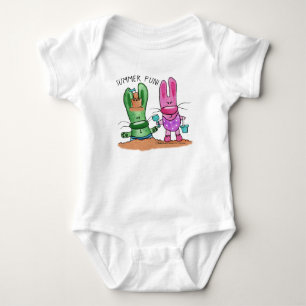 Summer Fun-Bunnies at Beach Baby Bodysuit