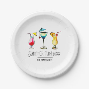 Summer Fun Cocktail Drinks Personalized Paper Plate