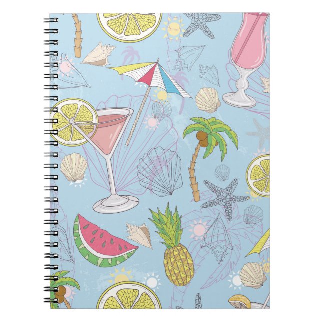 Summer Fun, Cocktail Seamless Pattern. Notebook (Front)