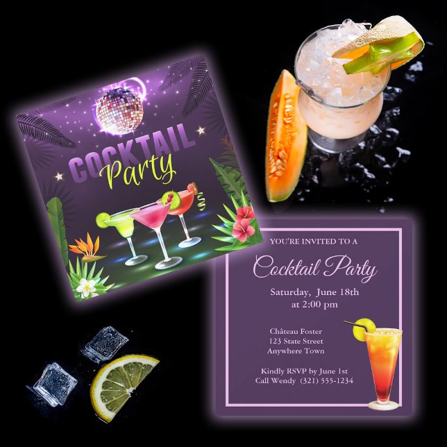 Summer Fun Disco Cocktail Mixer Party Invitation (Creator Uploaded)
