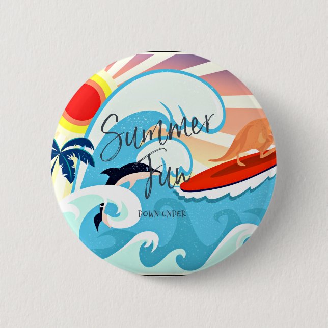 Summer Fun, Down Under 2 Inch Round Button (Front)