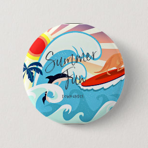 Summer Fun, Down Under 2 Inch Round Button