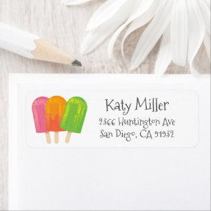 Summer Fun Ice Pops  Girls Address Label