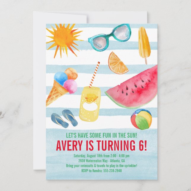 Summer Fun in the Sun Birthday Party Invitation (Front)