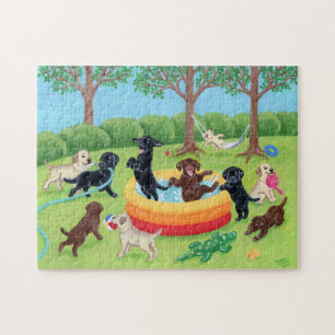 Summer Fun Labradors Painting Jigsaw Puzzle