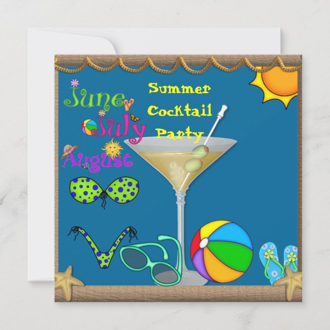 Summer Fun Martini Pool Party Invitation (Front)