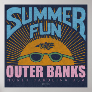 Summer Fun OBX Outer Banks North Carolina Vintage Poster