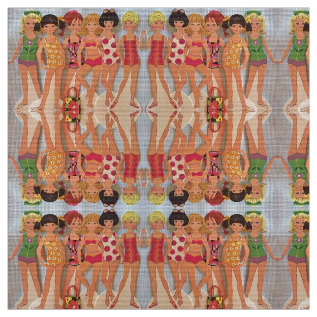 Summer Fun Paper Dolls Fabric (Swatch)