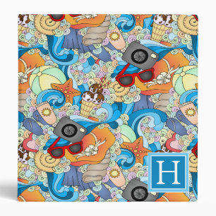 Summer Fun Pattern   Add Your Initial Binder