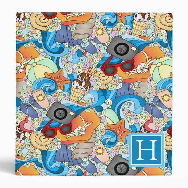 Summer Fun Pattern | Add Your Initial Binder (Front)