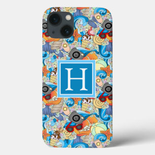 Summer Fun Pattern   Add Your Initial iPhone 13 Case