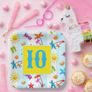 Summer Fun Pattern Kids Party Paper Plates