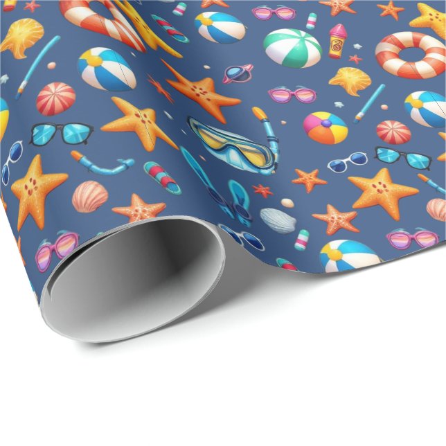 Summer Fun Pattern light blue Wrapping Paper (Roll Corner)