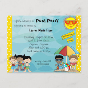Summer Fun Pool Party Birthday Invitation