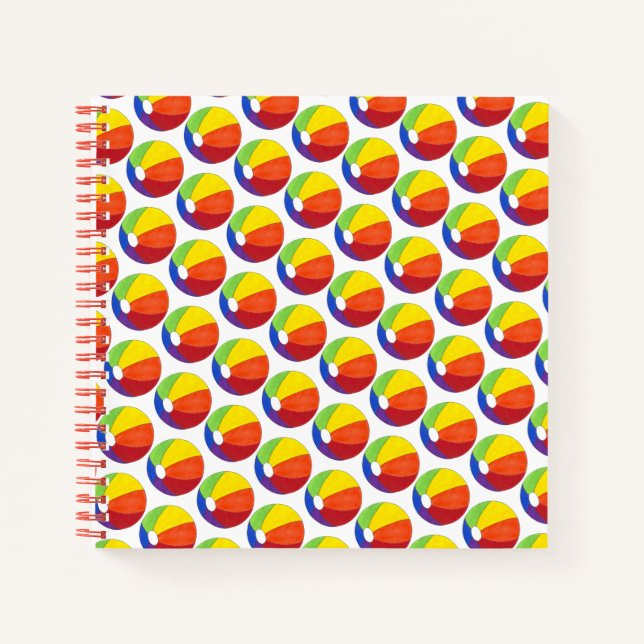 Summer Fun Rainbow Beachball Beach Ball Vacation Notebook (Front)