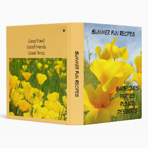 Summer Fun Recipes binder Orange Poppy Flowers