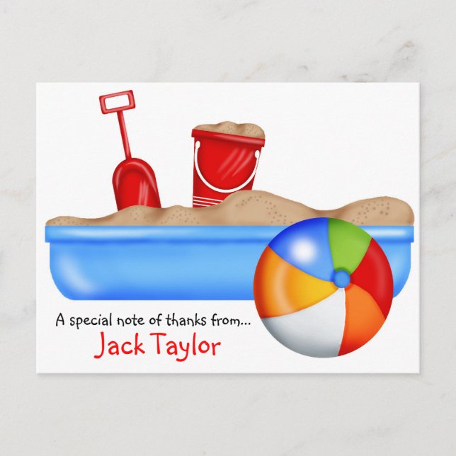 Summer Fun Sand box Beach Ball Postcard (Front)