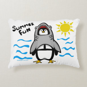 Summer Fun Shark Penguin Accent Pillow