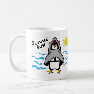 Summer Fun Shark Penguin Coffee Mug