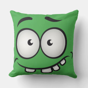 Summer funny and ugly face green throw pillow