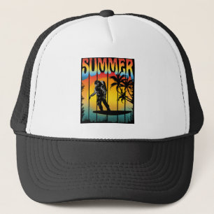 SUMMER FUNNY ASTRONAUT SUNSET TRUCKER HAT