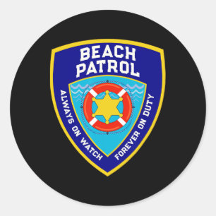 Summer Funny Beach Patrol Ocean Forever On Duty Li Classic Round Sticker