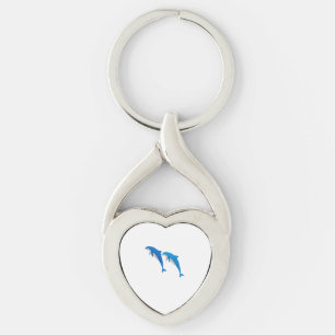 SUMMER, FUNNY GRAY AND BLUE DOLPHINS KEYCHAIN