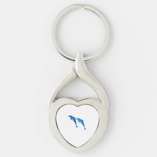 SUMMER, FUNNY GRAY AND BLUE DOLPHINS KEYCHAIN (Front)
