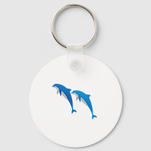 SUMMER, FUNNY GRAY AND BLUE DOLPHINS KEYCHAIN