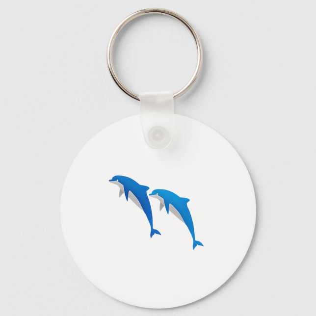 SUMMER, FUNNY GRAY AND BLUE DOLPHINS KEYCHAIN (Front)