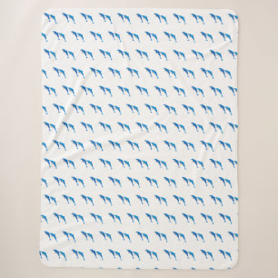 SUMMER, FUNNY GRAY AND BLUE DOLPHINS SHERPA BLANKET