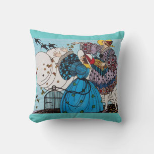 SUMMER GARDEN AND SPRING BIRDS / BEAUTY FASHION THROW PILLOW